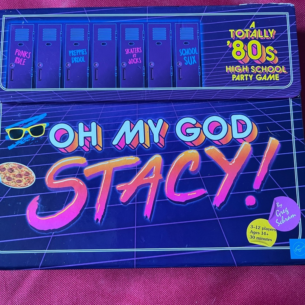 "Oh My God, Stacy! A Totally '80s High School Party Game" board game